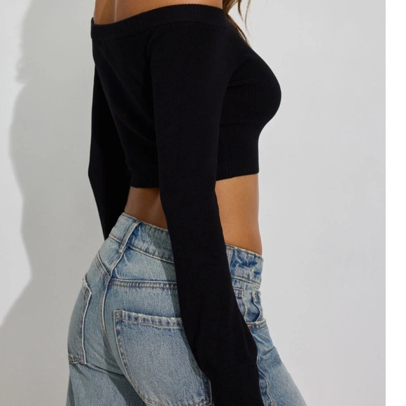 Garage Micro Off Shoulder Top Black - Picture 2 of 10